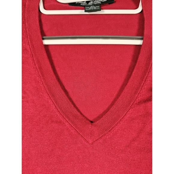 Brooks Brothers Country Club V Neck Sweater Sea Island Cotton Red Mens XL - Picture 4 of 9